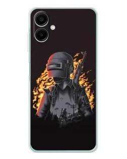 Чехол для Samsung Galaxy A07 с картинкой «PUBG — огненный силуэт»