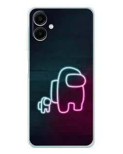 Чехол для Samsung Galaxy A07 с картинкой «Among Us неон-арт»