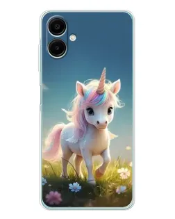 Чехол для Samsung Galaxy A07 с картинкой «Единорог на поляне»