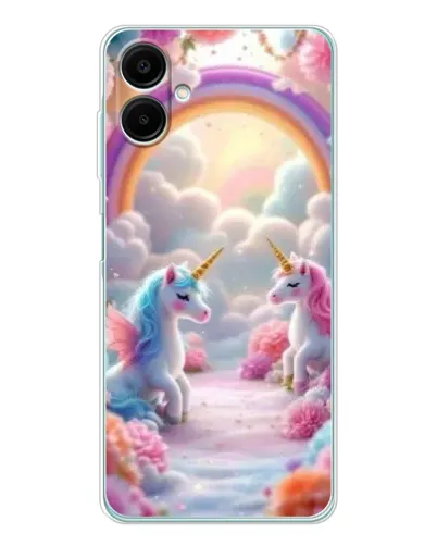 Чехол для Samsung Galaxy A07 с картинкой «Радуга и единороги»