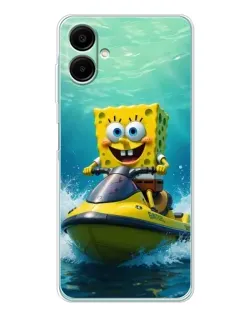Чехол для Samsung Galaxy A07 с картинкой «Спанч Боб на гидроцикле»