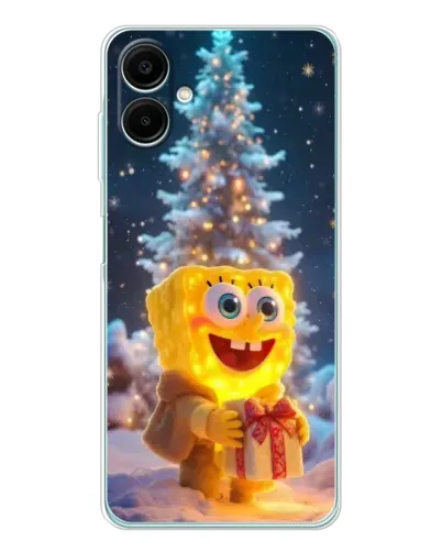 Чехол для Samsung Galaxy A07 с картинкой «Рождественский Спанч Боб»
