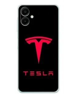 Чехол для Samsung Galaxy A07 с картинкой «Tesla Red Logo»