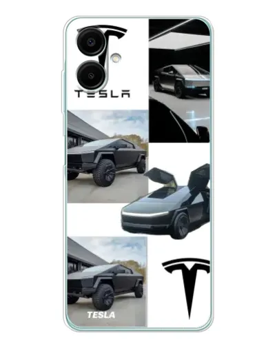 Чехол для Samsung Galaxy A07 с картинкой «Коллаж Cybertruck Tesla»