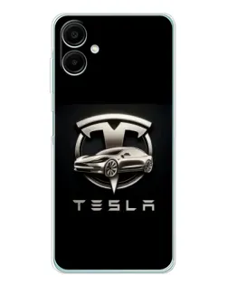 Чехол для Samsung Galaxy A07 с картинкой «Tesla — серебристое авто»