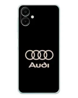 Чехол для Samsung Galaxy A07 с картинкой «Audi — золотой логотип»