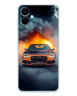 Чехол для Samsung Galaxy A07 с картинкой «Audi в огненном дыму»