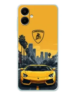 Чохол для Samsung Galaxy A07 з картинкою «Жовтий Lamborghini місто»