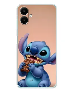 Чехол для Samsung Galaxy A07 с картинкой «Стич ест шоколад»