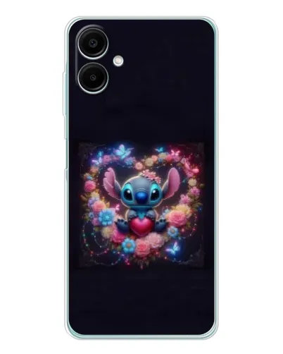 Чехол для Samsung Galaxy A07 с картинкой «Stitch в цветах»
