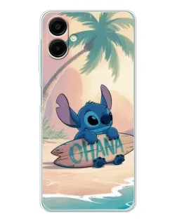 Чехол для Samsung Galaxy A07 с картинкой «Стич на серфе»