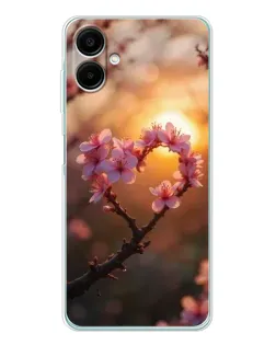 Чехол для Samsung Galaxy A07 с картинкой «Розовый цвет сердце на фоне заката» Чехол для Samsung Galaxy A07 с картинкой «Розовый цвет сердце на фоне заката»