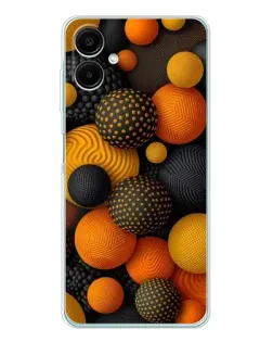 Чехол для Samsung Galaxy A07 с картинкой «Объемные оранжевые сферы»