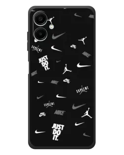 Чехол для Samsung Galaxy A08 с картинкой «Nike Black Pattern»