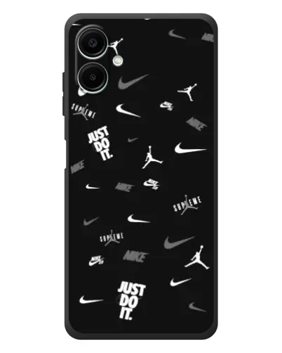 Чехол для Samsung Galaxy A08 с картинкой «Nike Black Pattern» Чехол для Samsung Galaxy A08 с картинкой «Nike Black Pattern»