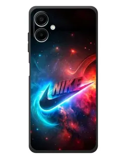 Чехол для Samsung Galaxy A08 с картинкой «Огненный логотип Nike»