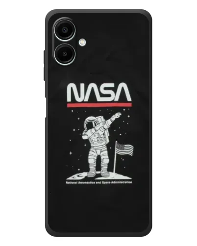 Чехол для Samsung Galaxy A08 с картинкой «NASA — шагаем по Луне»