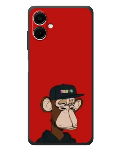 Чехол для Samsung Galaxy A08 с картинкой «Bored Ape — красный фон»
