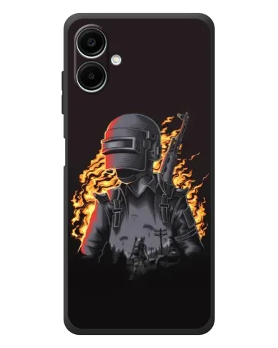 Чехол для Samsung Galaxy A08 с картинкой «PUBG — огненный силуэт» Чехол для Samsung Galaxy A08 с картинкой «PUBG — огненный силуэт»