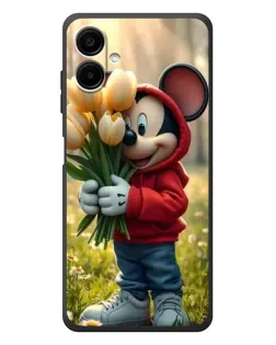 Чехол для Samsung Galaxy A08 с картинкой «Микки с тюльпанами»