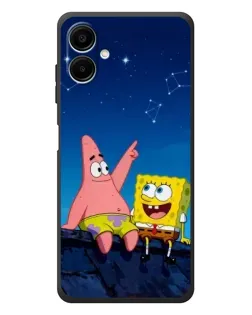 Чехол для Samsung Galaxy A08 с картинкой «Губка Боб и Патрик ночью»