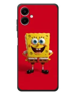 Чехол для Samsung Galaxy A08 с картинкой «Спанч Боб на красном»