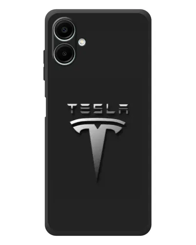 Чехол для Samsung Galaxy A08 с картинкой «Стальной логотип Tesla» Чехол для Samsung Galaxy A08 с картинкой «Стальной логотип Tesla»