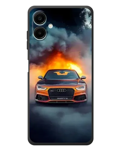 Чехол для Samsung Galaxy A08 с картинкой «Audi в огненном дыму»