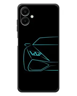 Чехол для Samsung Galaxy A08 с картинкой «Голубой силуэт Lamborghini»