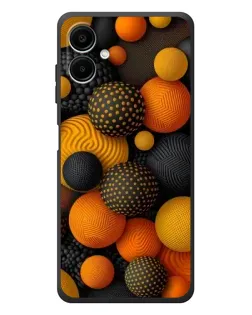 Чехол для Samsung Galaxy A08 с картинкой «Объемные оранжевые сферы»