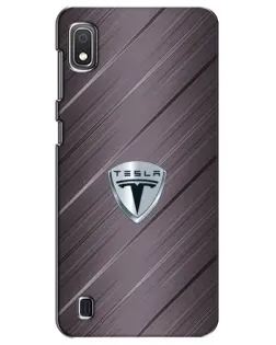 Чехол для Samsung Galaxy A10 2019 (A105F) с картинкой «Металлическая текстура Tesla»