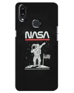 Чохол для Samsung Galaxy A10s (A107) з картинкою «NASA — крокуємо по Місяцю»