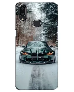 Чехол для Samsung Galaxy A10s (A107) с картинкой «BMW в зимнем лесу»