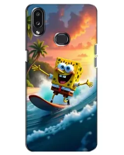 Чехол для Samsung Galaxy A10s (A107) с картинкой «Губка Боб серфингист»