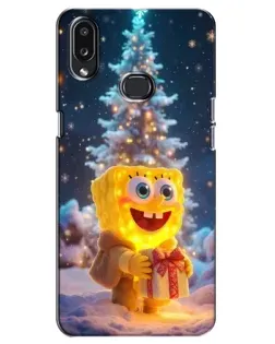 Чехол для Samsung Galaxy A10s (A107) с картинкой «Рождественский Спанч Боб»