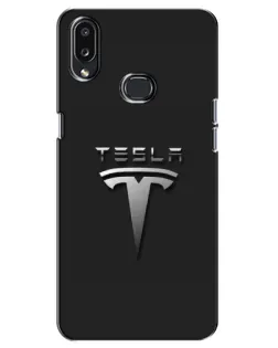 Чохол для Samsung Galaxy A10s (A107) з картинкою «Сталевий логотип Tesla»