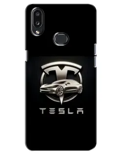 Чохол для Samsung Galaxy A10s (A107) з картинкою «Tesla — срібне авто»