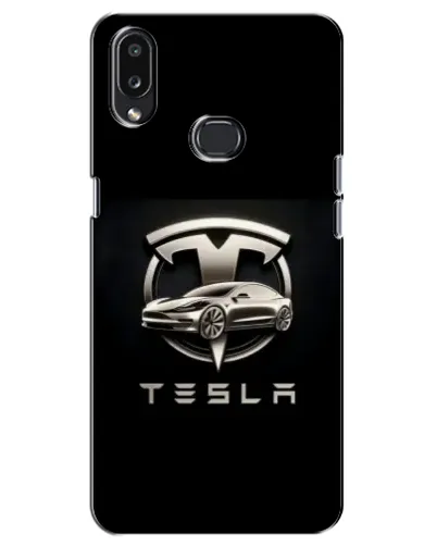 Чохол для Samsung Galaxy A10s (A107) з картинкою «Tesla — срібне авто»