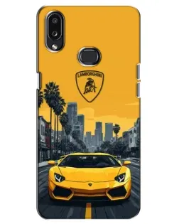 Чехол для Samsung Galaxy A10s (A107) с картинкой «Желтый Lamborghini город»