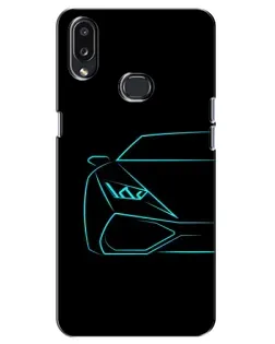 Чехол для Samsung Galaxy A10s (A107) с картинкой «Голубой силуэт Lamborghini»
