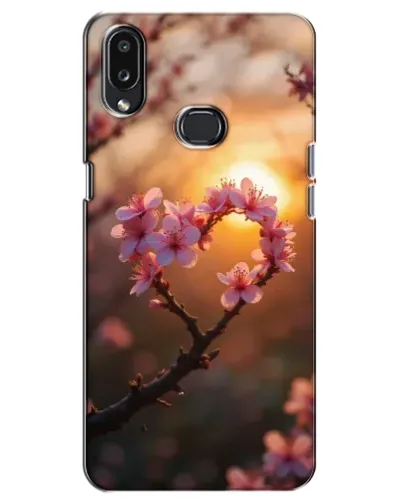 Чехол для Samsung Galaxy A10s (A107) с картинкой «Розовый цвет сердце на фоне заката»