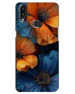 Чехол для Samsung Galaxy A10s (A107) с картинкой «Яркая сине-оранжевая флора»