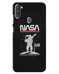 Чехол для Samsung Galaxy A11 (A115) с картинкой «NASA — шагаем по Луне»