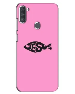 Чехол для Samsung Galaxy A11 (A115) с картинкой «Розовый символ  Jesus»