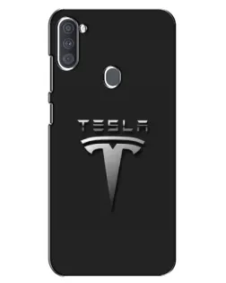 Чохол для Samsung Galaxy A11 (A115) з картинкою «Сталевий логотип Tesla»