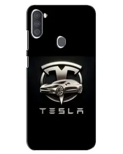 Чохол для Samsung Galaxy A11 (A115) з картинкою «Tesla — срібне авто»