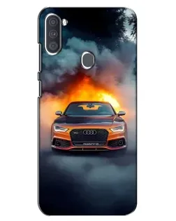 Чехол для Samsung Galaxy A11 (A115) с картинкой «Audi в огненном дыму»