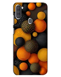 Чехол для Samsung Galaxy A11 (A115) с картинкой «Объемные оранжевые сферы»