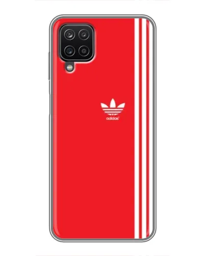Чехол для Samsung Galaxy A12 с картинкой «Красный минимализм Adidas»