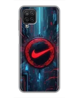 Чехол для Samsung Galaxy A12 с картинкой «Техногенный стиль Nike»